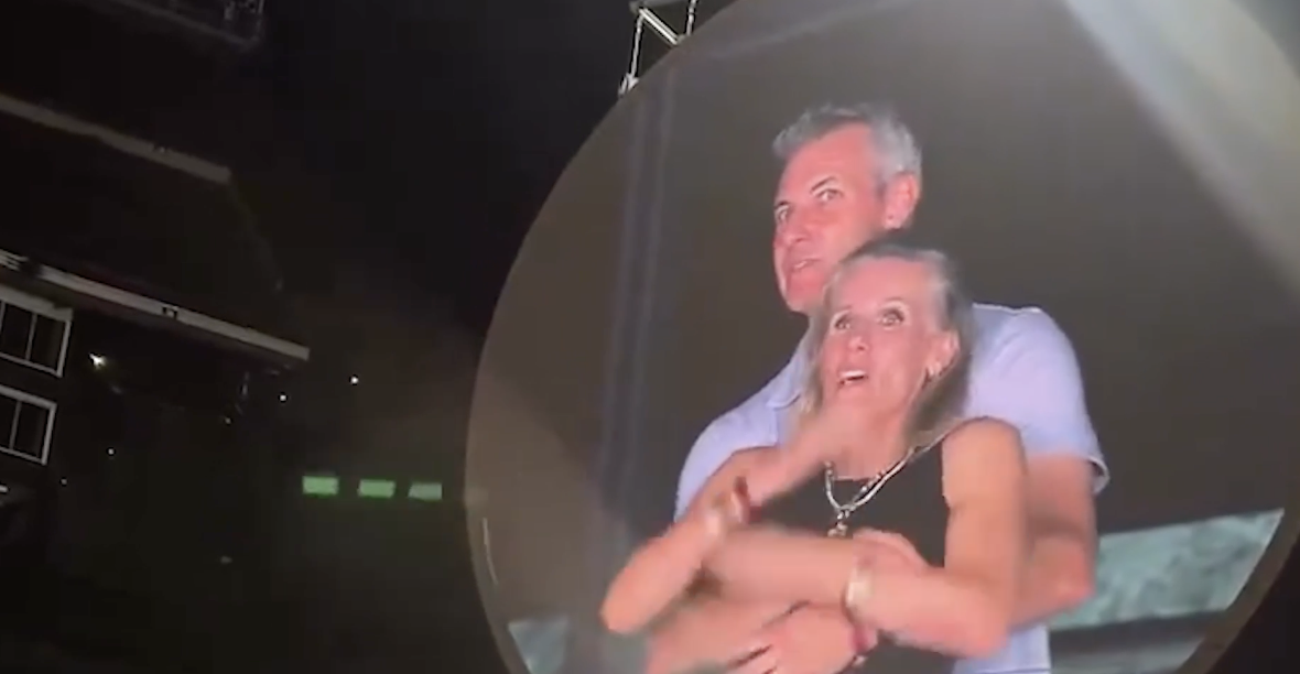 Are they ‘having an affair’ or just shy? The couple caught on Coldplay’s kiss cam