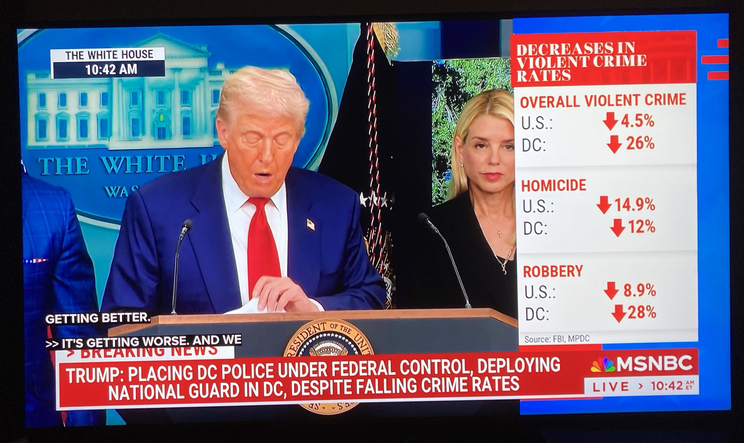 Trump places Washington DC police under federal control and will deploy National Guard