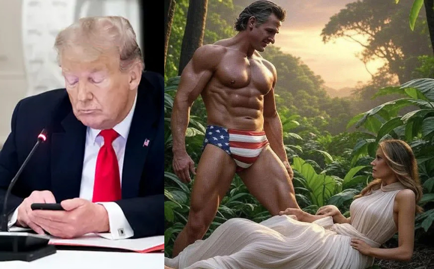 Gavin Newsom Taunt’s Trump’s Biggest Kneelers—Literally