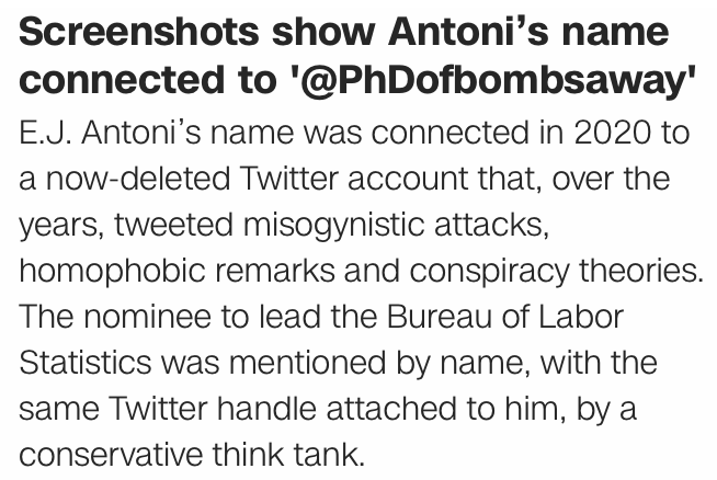 Trump’s pick to lead BLS ran Twitter account with sexually degrading, bigoted attacks