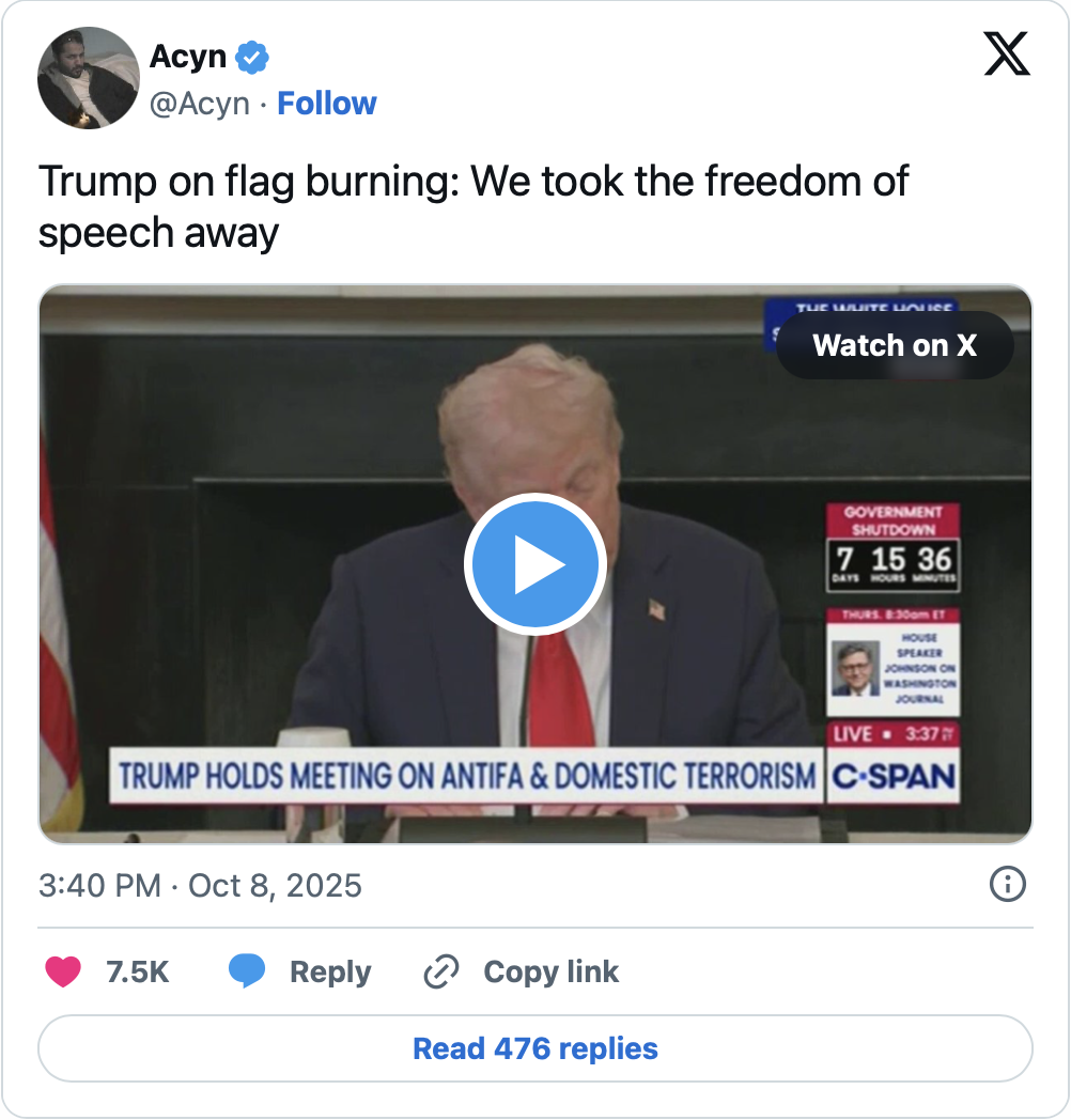Trump Brags ‘We Took the Freedom of Speech Away’ With Plan to Imprison Flag Burners — Supreme Court Rejected in 1989
