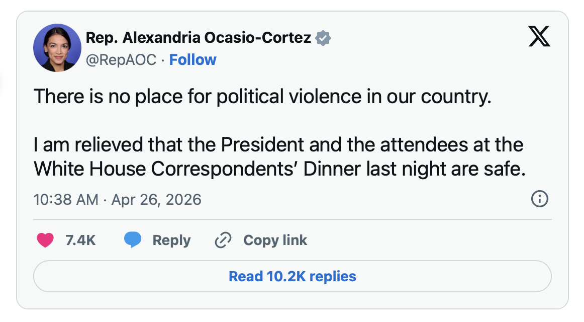 Alexandria Ocasio-Cortez Triggers MAGA With ‘Kind, Responsible’ Post About Trump And WHCD Shooting